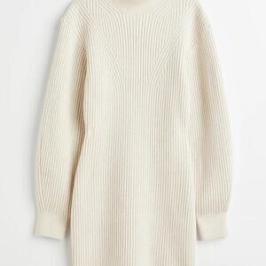 Hm cream high neck ribbed